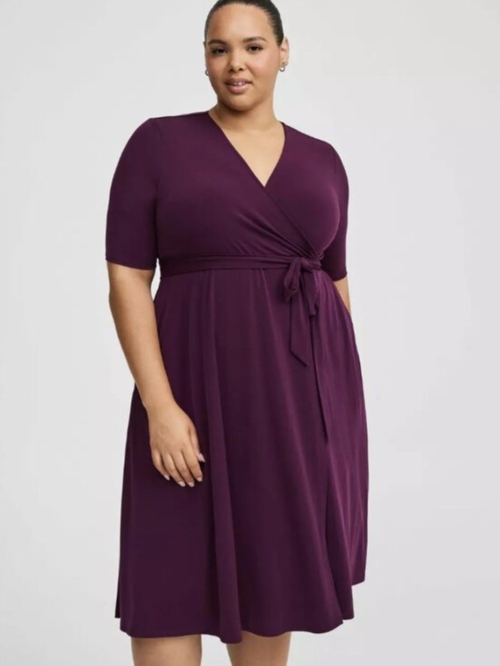 Torrid Surplice Wrap Midi Dress in Plum